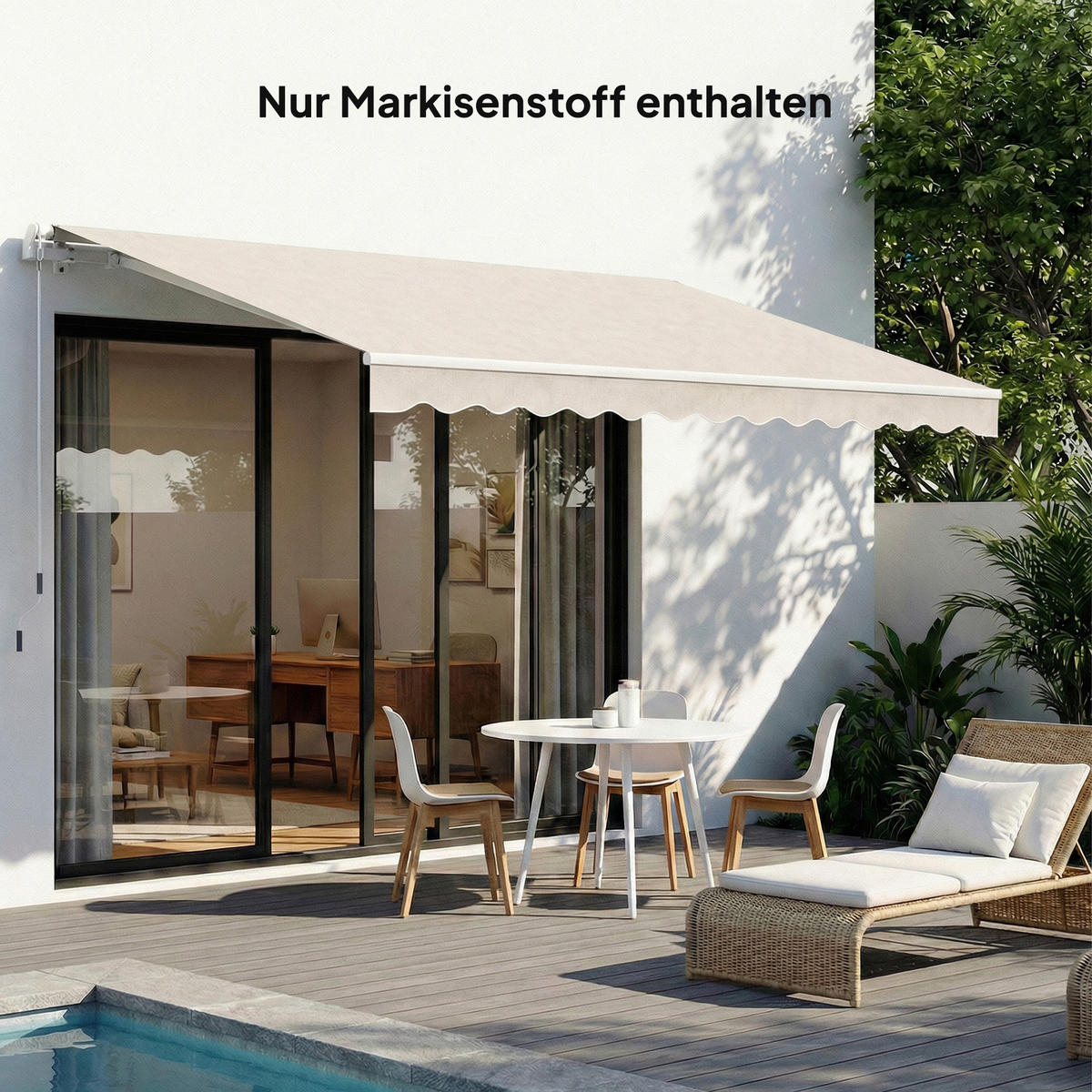 MARKISENBESPANNUNG aus Polyester Cremeweiß - Creme, Textil (337/250/25cm) - Outsunny