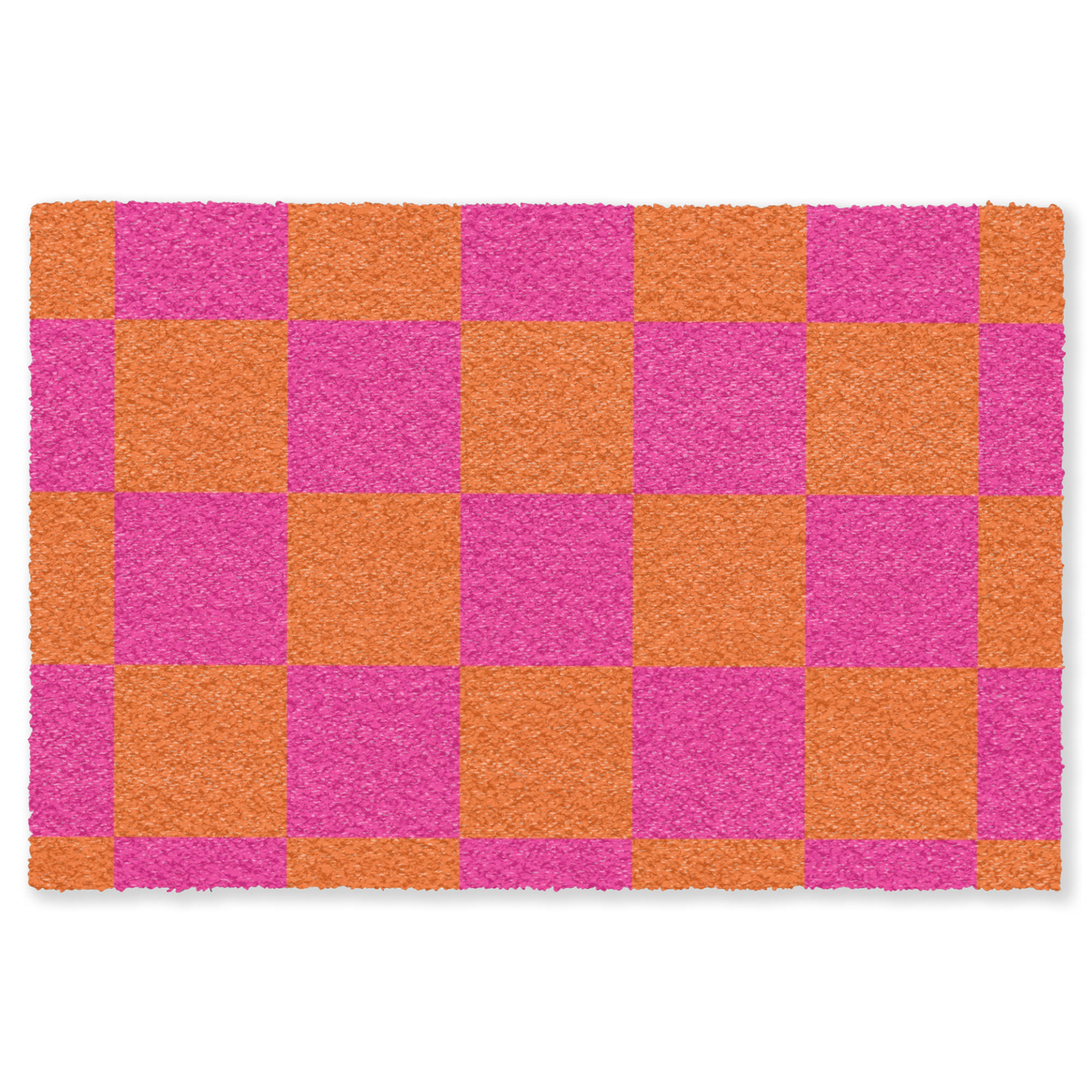 FUSSMATTE Schachbrettmuster - Orange - Rosa - Blöcke Schmutzfangmatte 120x80 cm - Pink, Kunststoff/Textil (120/0.4cm) - MuchoWow