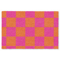 ROHOŽKA Šachovnicový potisk - Oranžová - Růžová - Bloky 120x80 cm - růžová, textil/umělá hmota (120/0.4cm) - MuchoWow