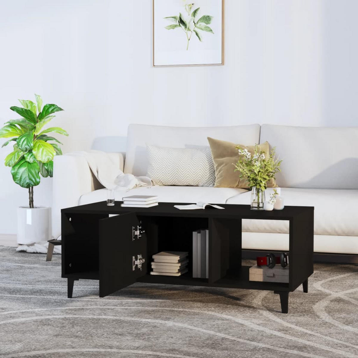 COUCHTISCH Schwarz 102x50x40 cm Holzwerkstoff - Schwarz, Holzwerkstoff (102/50/40cm) - furnicato