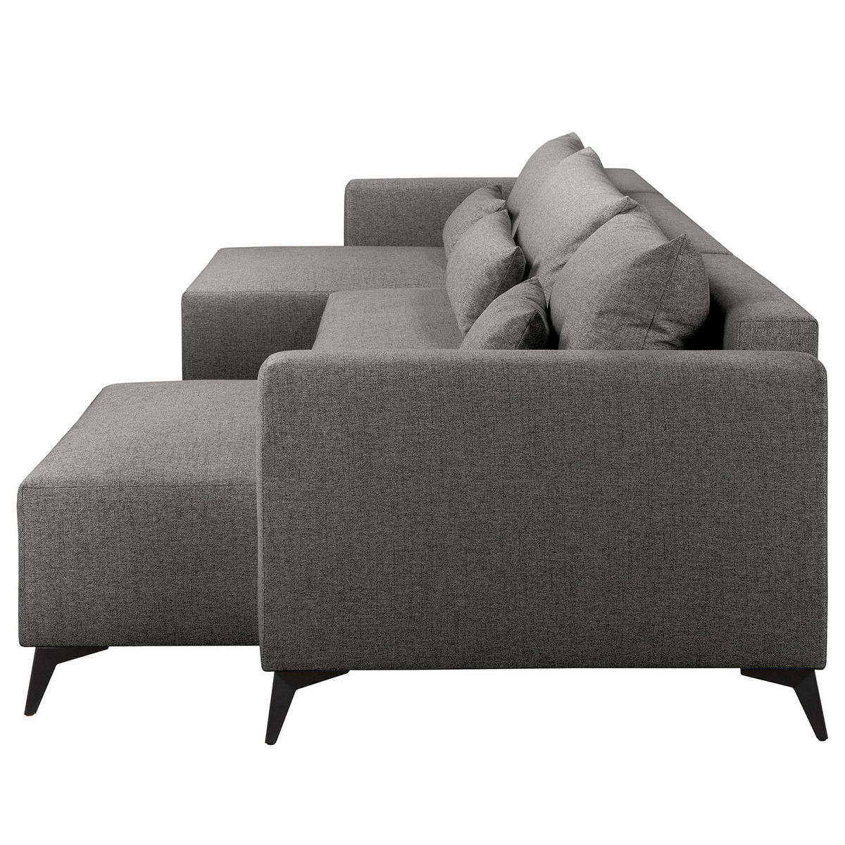 WOHNLANDSCHAFT - Anthrazit/Schwarz, Textil (382/81/148cm) - home24