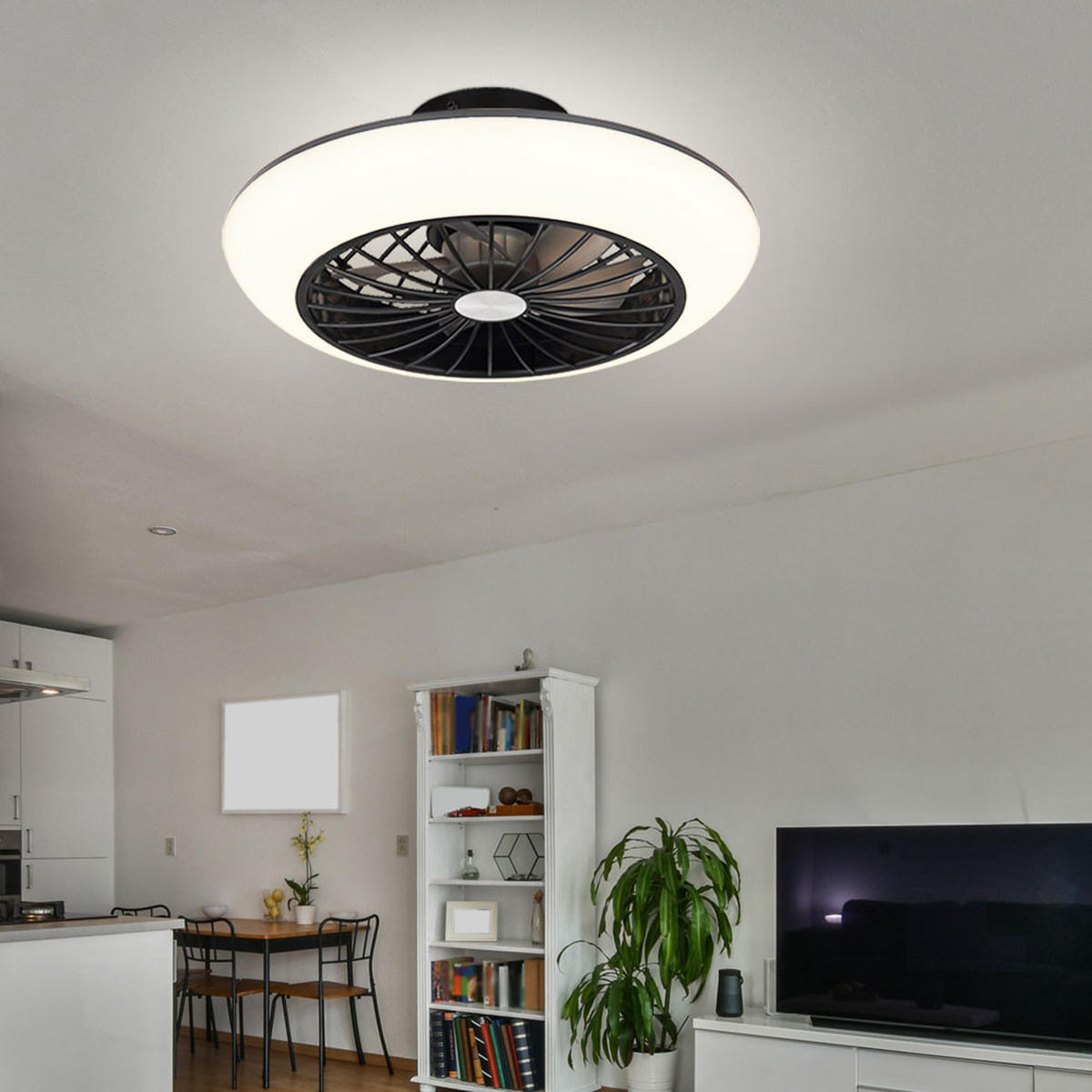 LED DECKENLEUCHTE LAFEE Schwarz Memory - Schwarz, Metall (30/30/10cm) - Globo Lighting