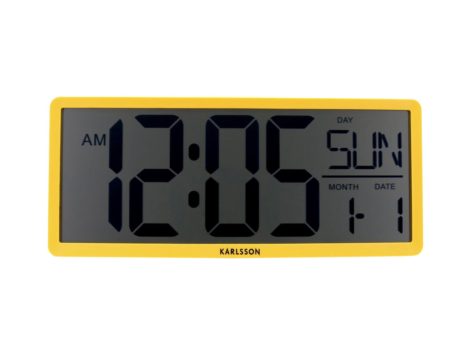 WANDUHR Retro LCD 34.8/34.8/14.8 cm - Gelb, Kunststoff (34.8/14.8/34.8cm) - Karlsson