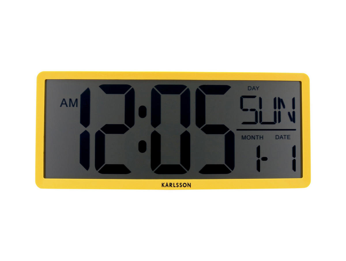 WANDUHR Retro LCD 34.8/34.8/14.8 cm - Gelb, Kunststoff (34.8/14.8/34.8cm) - Karlsson