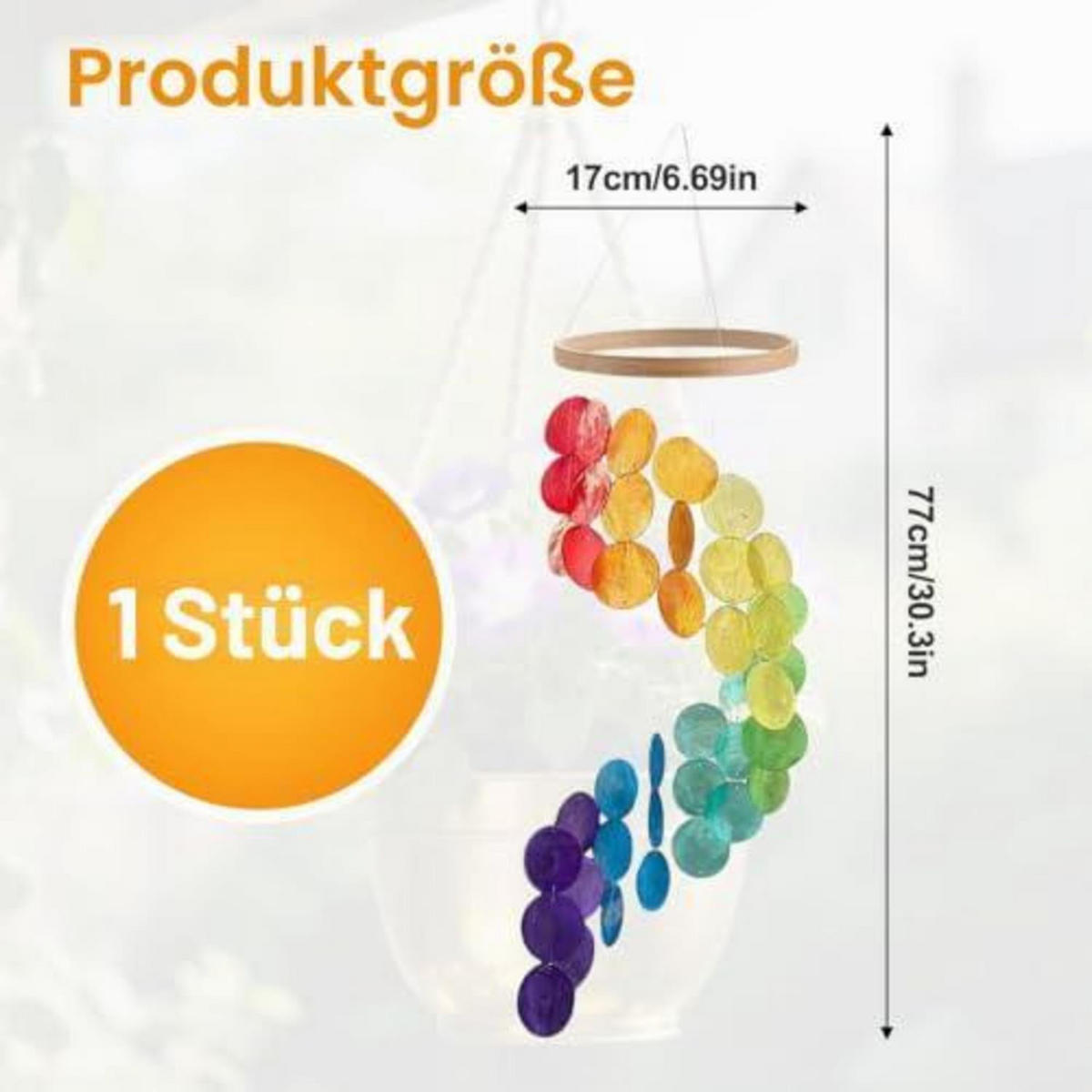 WINDSPIEL Muscheln Bunt Holzring - Multicolor, Naturmaterialien (77/17/77cm)