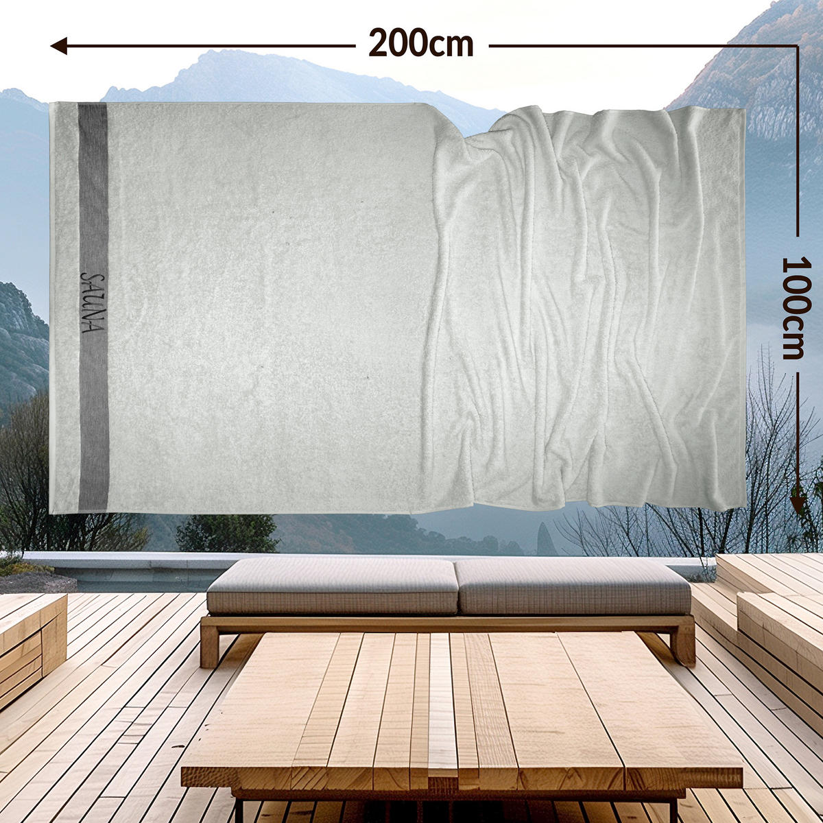 SAUNAHANDTUCH Lima Eisgrau 100x200 cm - Grau, Naturmaterialien (100/200cm) - Lashuma