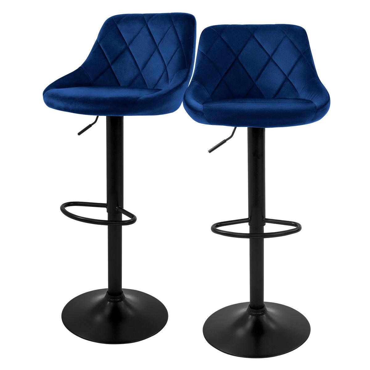BARHOCKER Samt blau 2er Set - Blau, Metall (37/106/47cm) - ML-DESIGN
