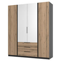 KLEIDERSCHRANK Kaja Eiche/ Schwarz 200 cm - Eichefarben/Schwarz, Holzwerkstoff/Metall (200/239/61.9cm) - Selsey