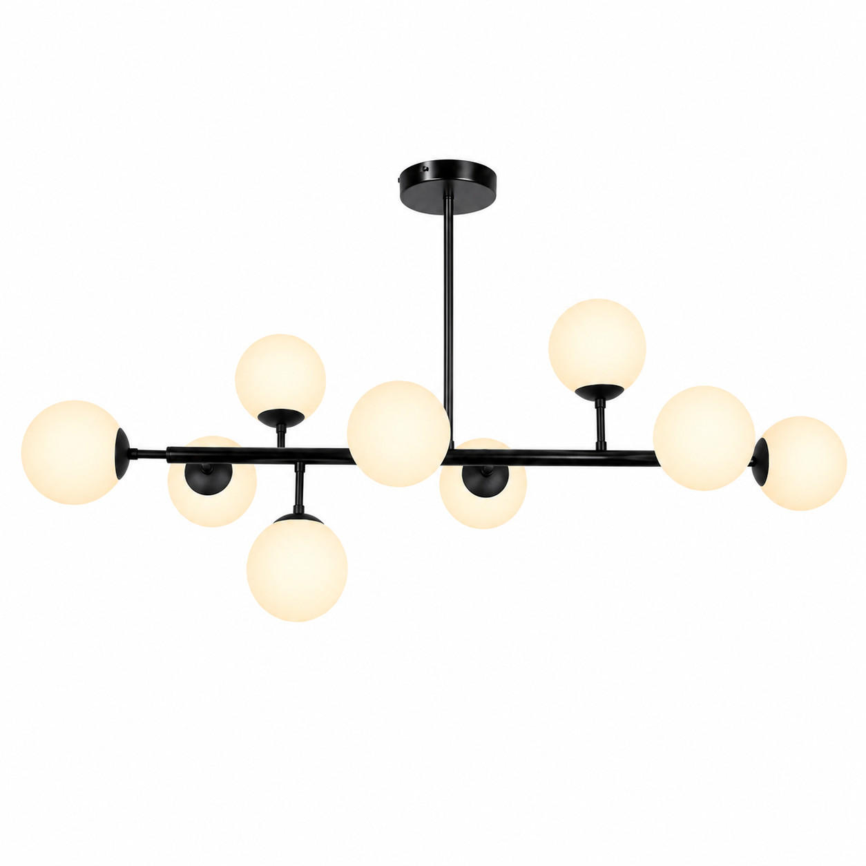 DECKENLEUCHTE Lysvix 102/12/51 cm - Schwarz/Weiß, Glas/Metall (102/12/51cm) - ZMH