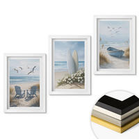 WANDBILDER 3er-Set - 20x30 cm Weißer Rahmen - Strand Surfbretter Vögel - Weiß, Kunststoff (20/30cm) - ArtPrintCave