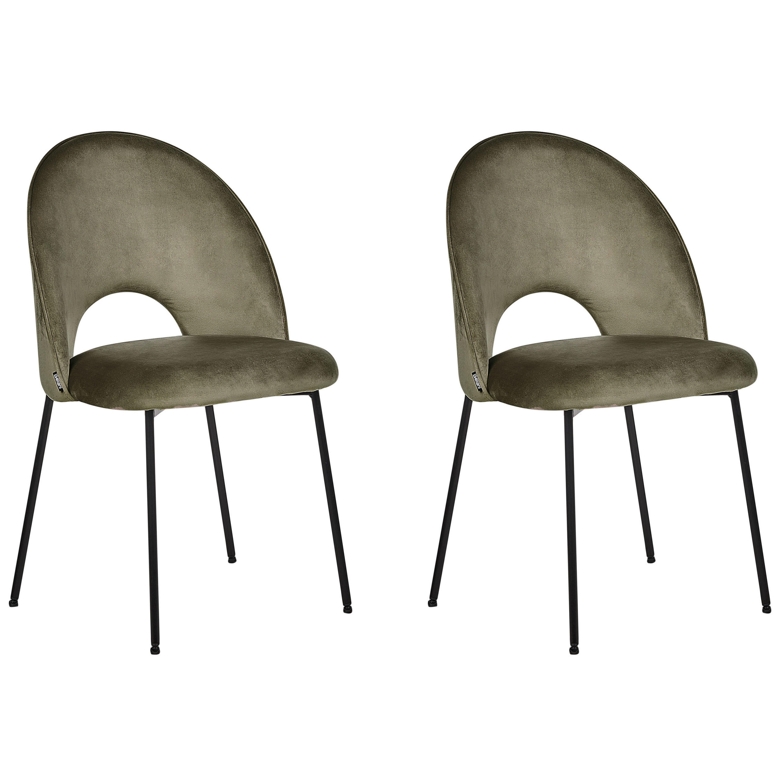 STUHL 2er-Set Samtstoff grün Covelo - Schwarz/Grün, Textil (46/84/45cm) - Beliani