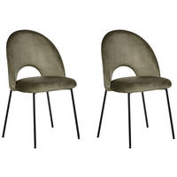 STUHL 2er-Set Samtstoff grün Covelo - Schwarz/Grün, Textil (46/84/45cm) - Beliani