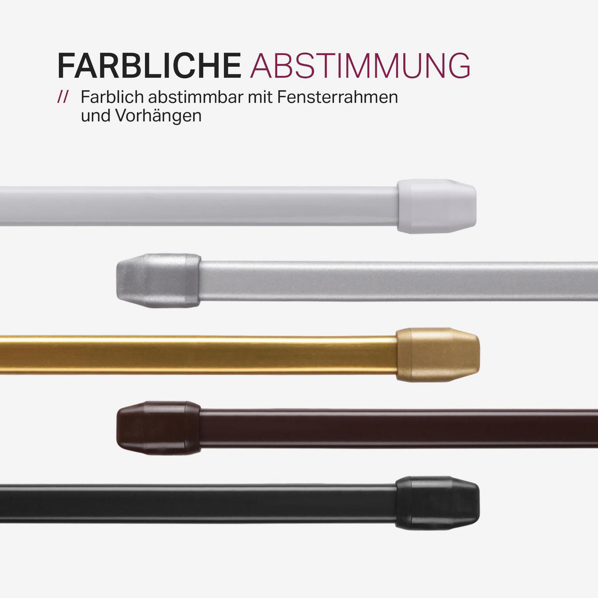 GARDINENSTANGE 2er-Pack Schwarz 80-120 cm + 4 Selbstklebehaken - Schwarz, Metall (1/80cm)