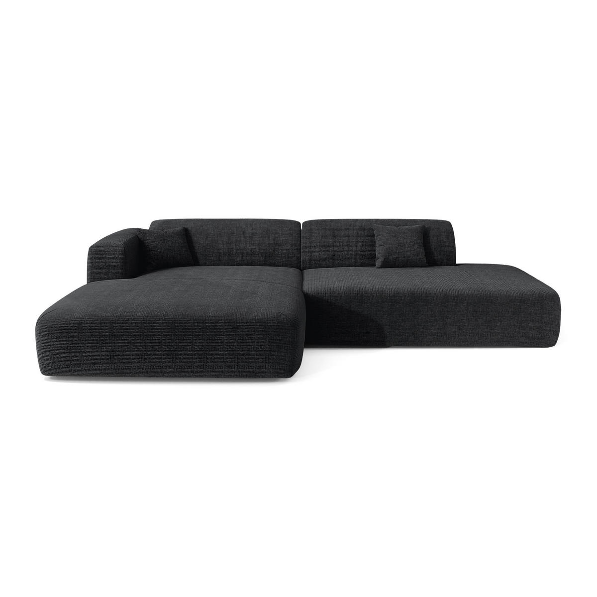 ECKSOFA LINKS Gemusterter Samt Dunkles Anthrazit 310cm - Anthrazit, Textil (96/300cm) - Sia Home