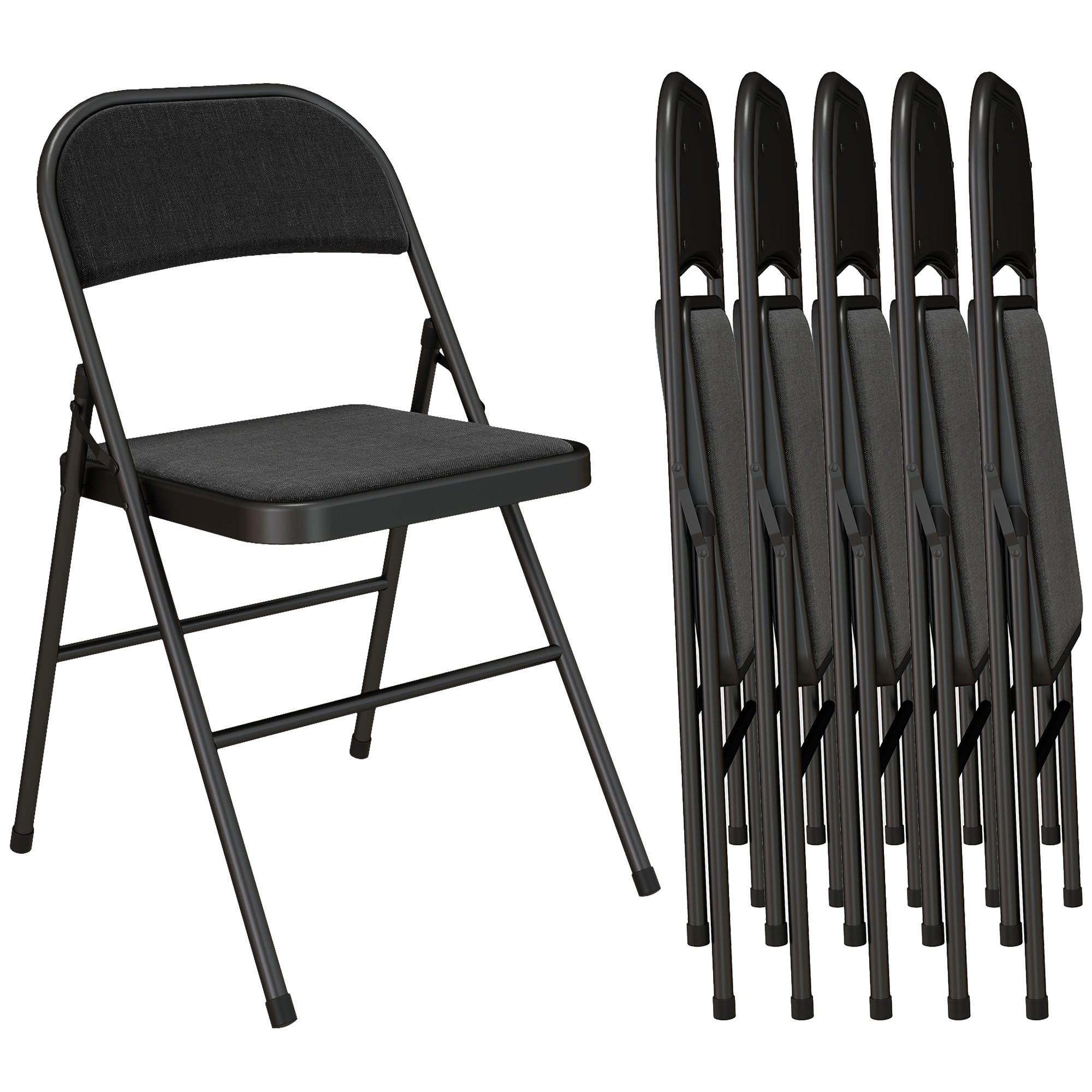 KLAPPSESSEL Schwarz 6 Stück - Schwarz, Naturmaterialien (45/78/46cm) - GiPP