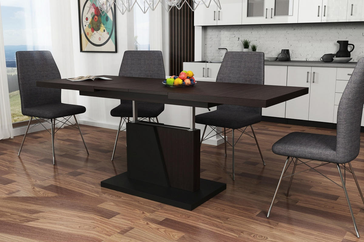 COUCHTISCH rechteckig Walnuss Wenge Schwarz ausziehbar höhenverstellbar - Walnussfarben/Schwarz, Holzwerkstoff (70/120/60cm) - designimpex