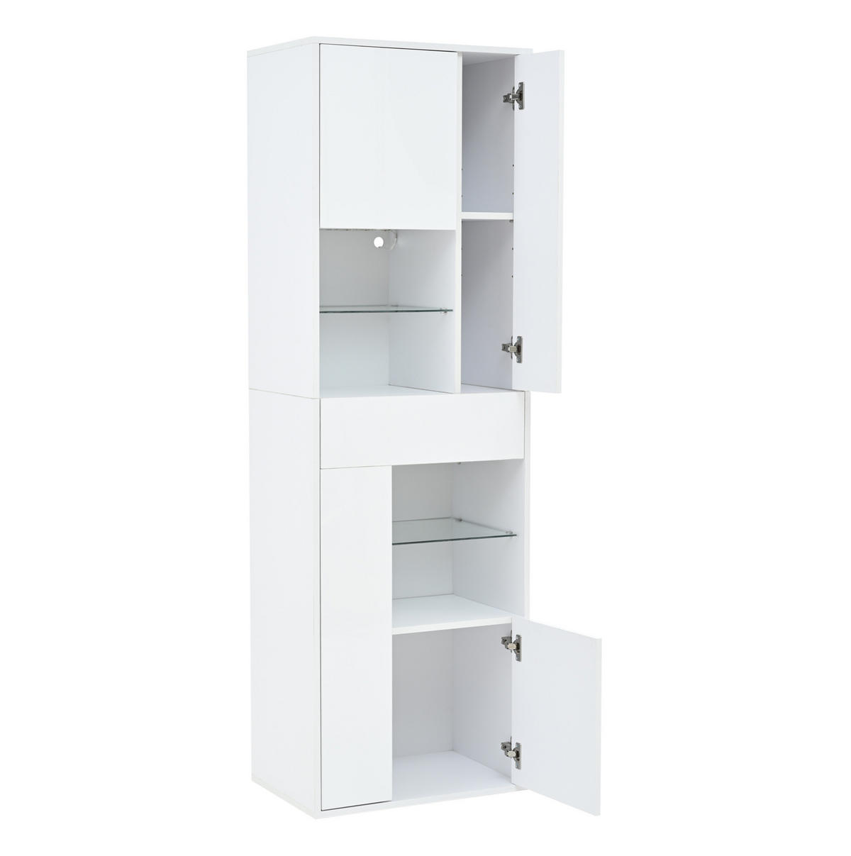 VITRINA 55/38/170 cm bijela od iverice s LED rasvjetom i visokim sjajem - bijela, drvni materijal (55/170/38cm) - OKWISH