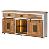 SIDEBOARD Mango / Altholz 180x45x90 weiß lackiert RAILWAY LUX #502 - Weiß, Holz (180/90/45cm) - Massivmoebel24
