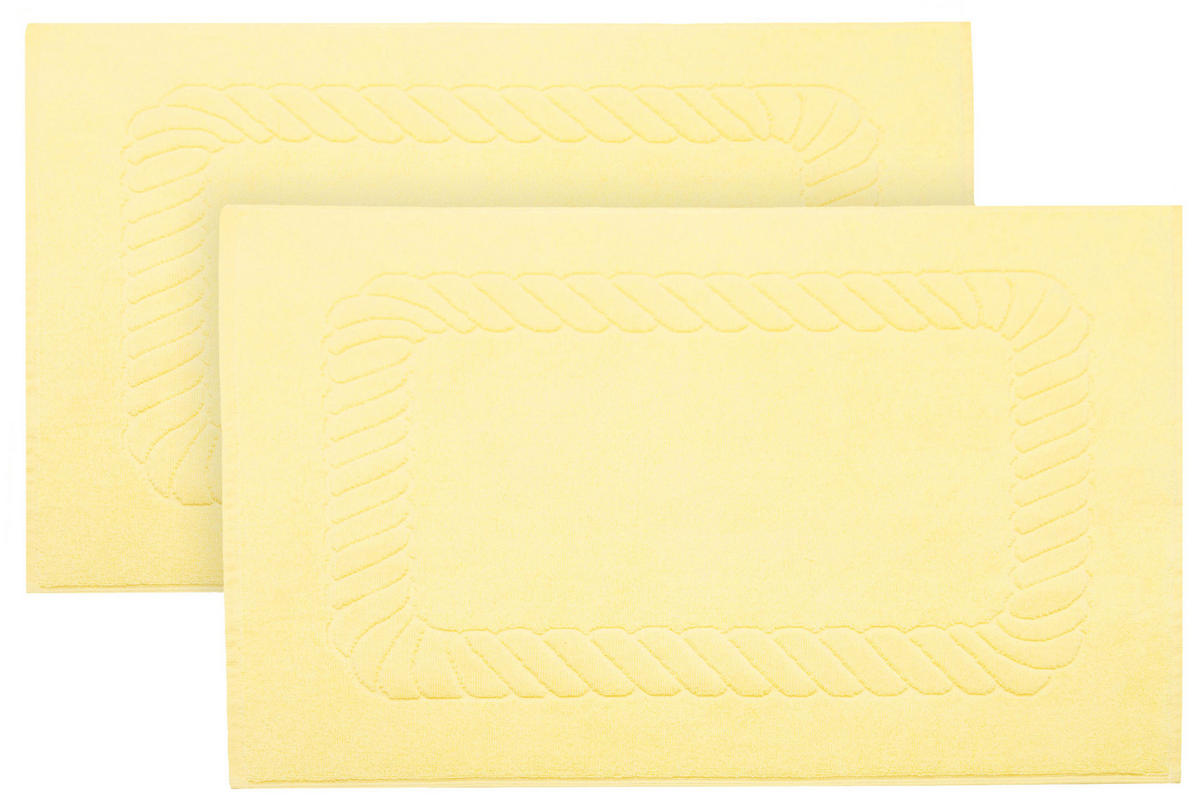 BADEMATTE, 2er-Set, 50x70 cm, 100% Baumwolle, Gelb - Hellgelb, Textil (50/70cm) - Zollner