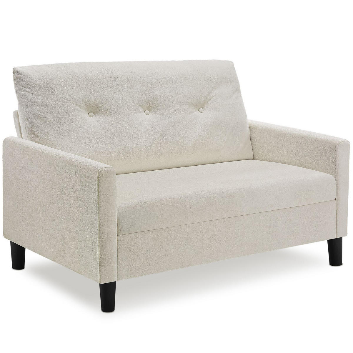 SOFA Viborg, 121,5 x 77 x 91 cm, creme - Creme/Braun, Kunststoff/Textil (121.5/91/77cm) - tectake