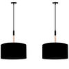 PENDELLEUCHTE PLISO 2-er Set, Schwarz - Schwarz, Holz/Textil (40/40/44cm) - KONSIMO®