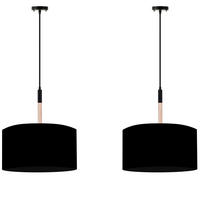 PENDELLEUCHTE PLISO 2-er Set, Schwarz - Schwarz, Holz/Textil (40/40/44cm) - KONSIMO®