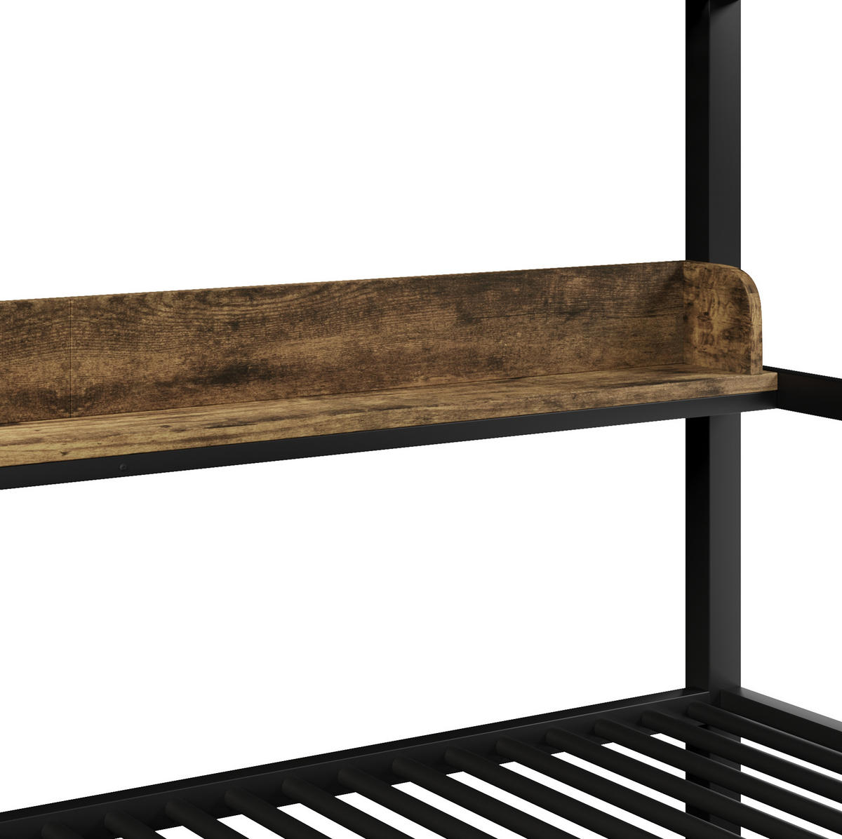 ETAGENBETT 140/200 cm aus MDF und Metall mit LED-Licht, Schwarz - Schwarz, Metall (140/200cm) - OKMYHOME