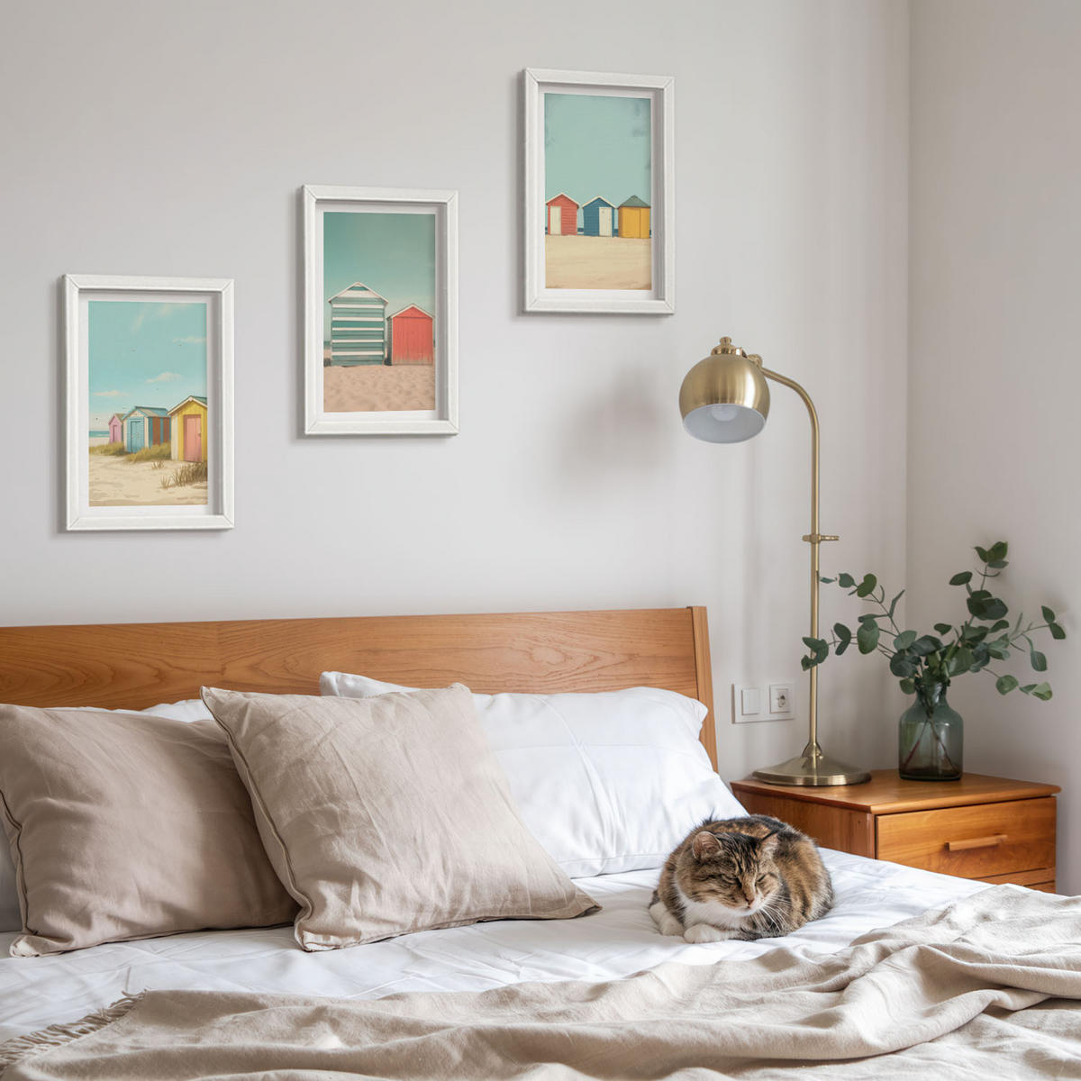 WANDBILDER 3er-Set - 20x30 cm Weißer Rahmen - Bunte Häuser, Strand, Sonne - Weiß, Kunststoff (20/30cm) - ArtPrintCave