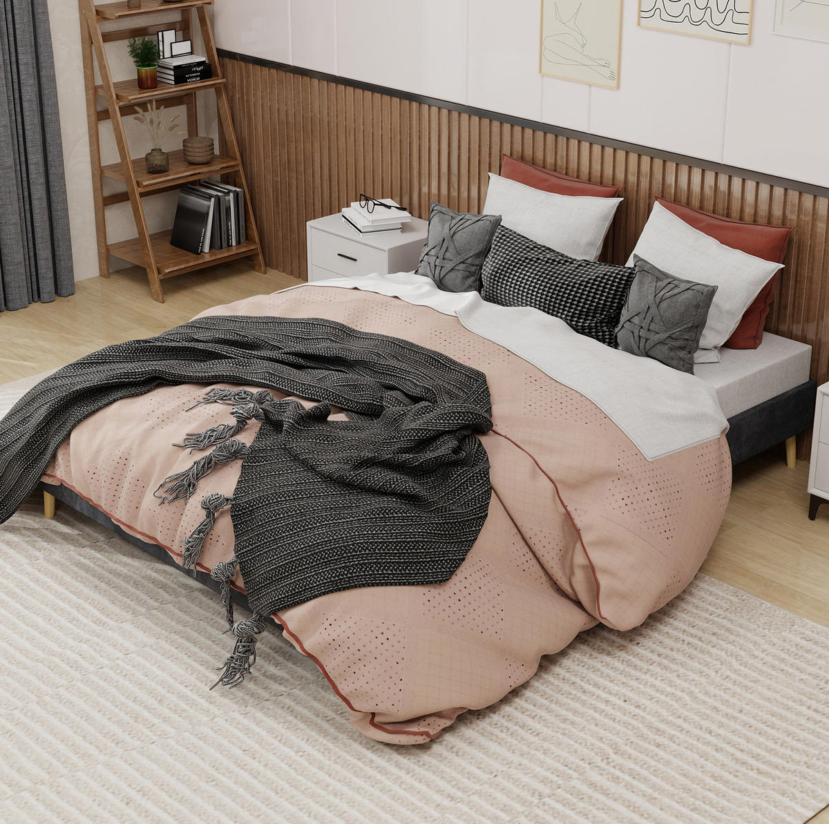POLSTERBETT 160/200 cm grau aus Stoff und Metall mit LED und verstellbarer Rückenlehne - Grau, Textil (160/200cm) - OKWISH