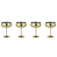 CHAMPAGNERSCHALE (4er Set) Manhattan Lounge - Goldfarben, Metall (0.4L) - Butlers