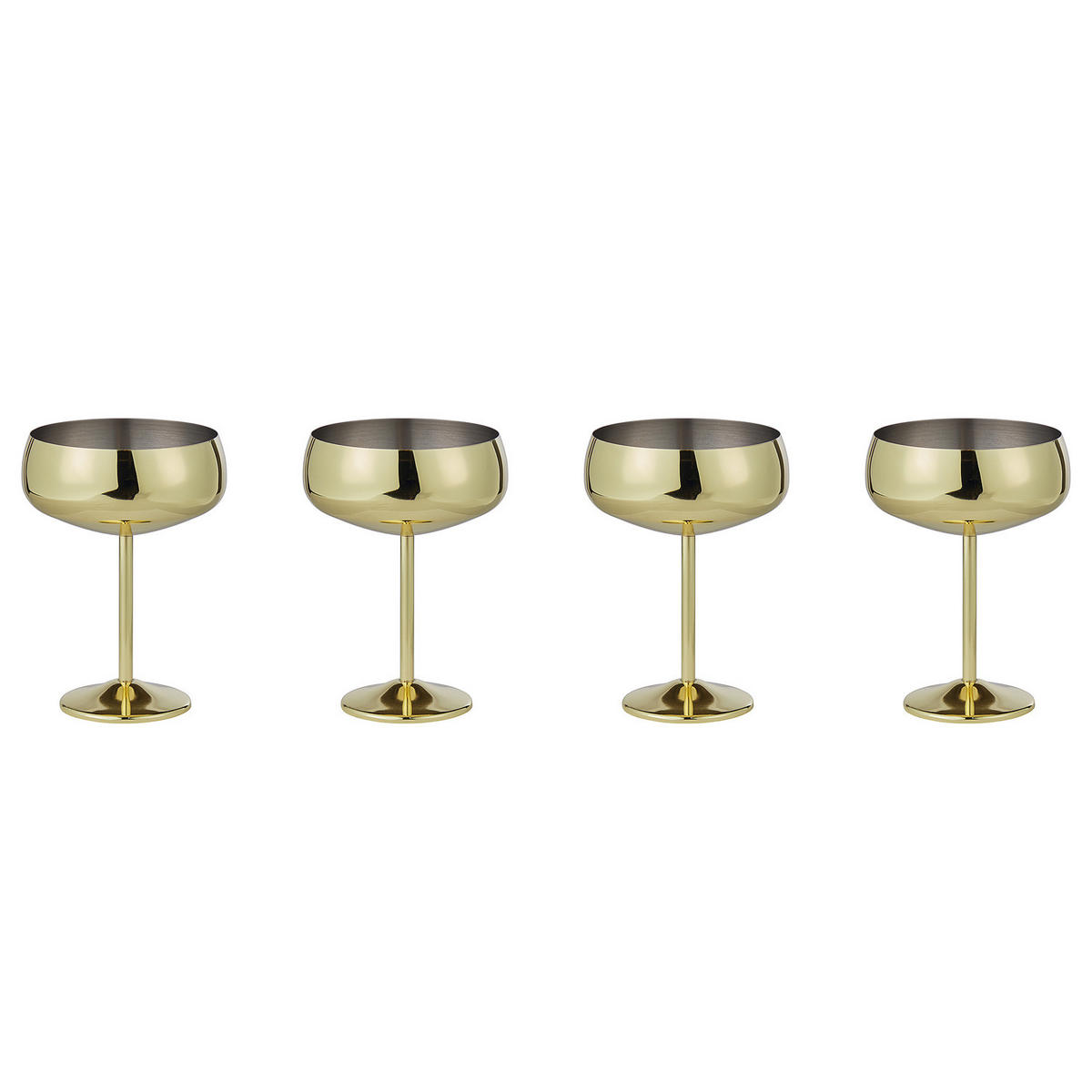 CHAMPAGNERSCHALE (4er Set) Manhattan Lounge - Goldfarben, Metall (0.4L) - Butlers
