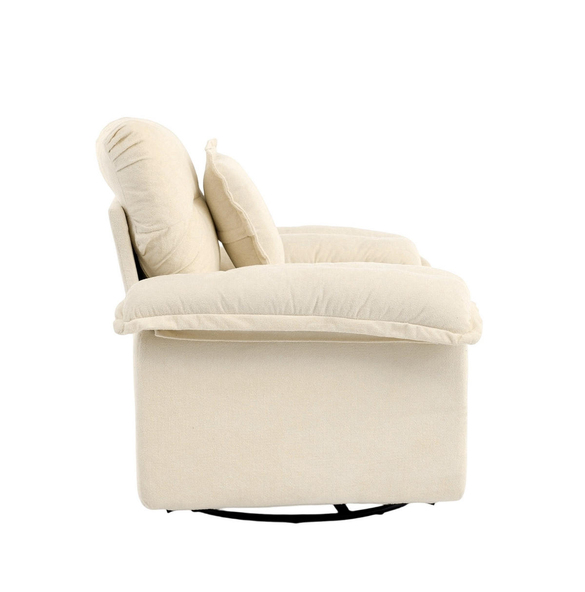 DREHSESSEL aus Chenille mit 360°-Drehfunktion – bis 136 kg belastbar - Beige, Textil (84/96/116cm) - BEAOK