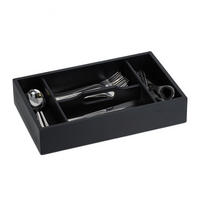 BESTECKKASTEN - Schwarz, Holz/Holzwerkstoff (37/7/23cm) - Relaxdays