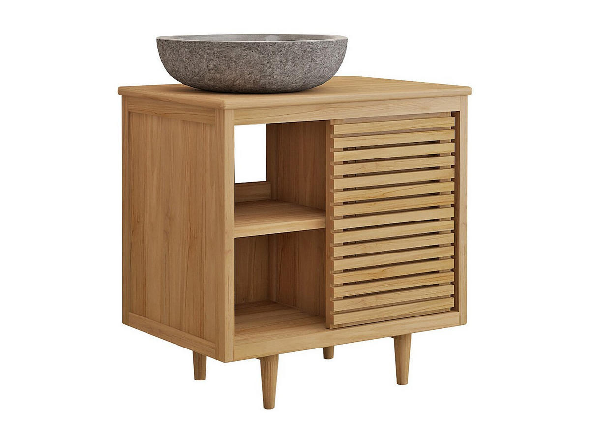EINZELWASCHTISCH - 80 cm x 55 cm - holz - naturfarben hell Toraja - Naturfarben, Holz (80/80/55cm) - Vente-Unique