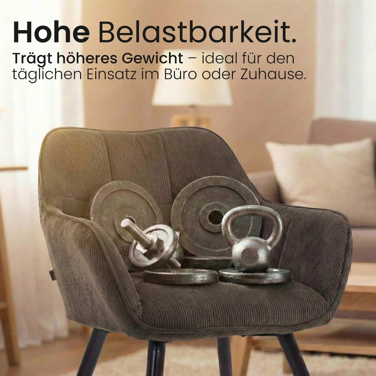 ESSZIMMERSTUHL Cord Braun - Schwarz/Braun, Holz/Textil (65/82/64cm) - CLP