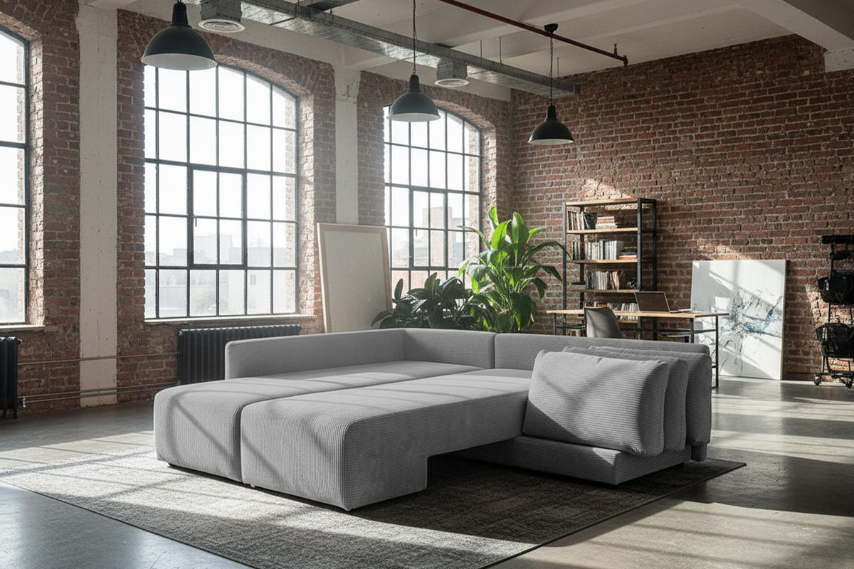 SCHLAFSOFA SADIRA Grau Cord - Schwarz/Grau, Kunststoff/Textil (288/209cm) - KAWOLA