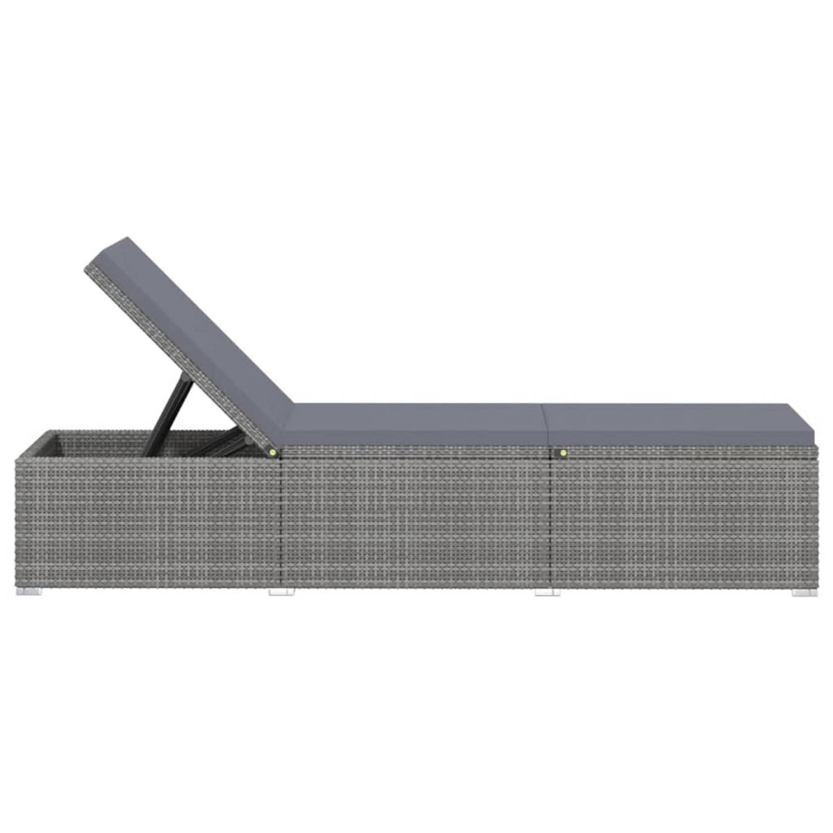 SONNENLIEGE Mit Auflage Poly Rattan Grau - Grau, Kunststoff/Textil (60/31/195cm) - vidaXL