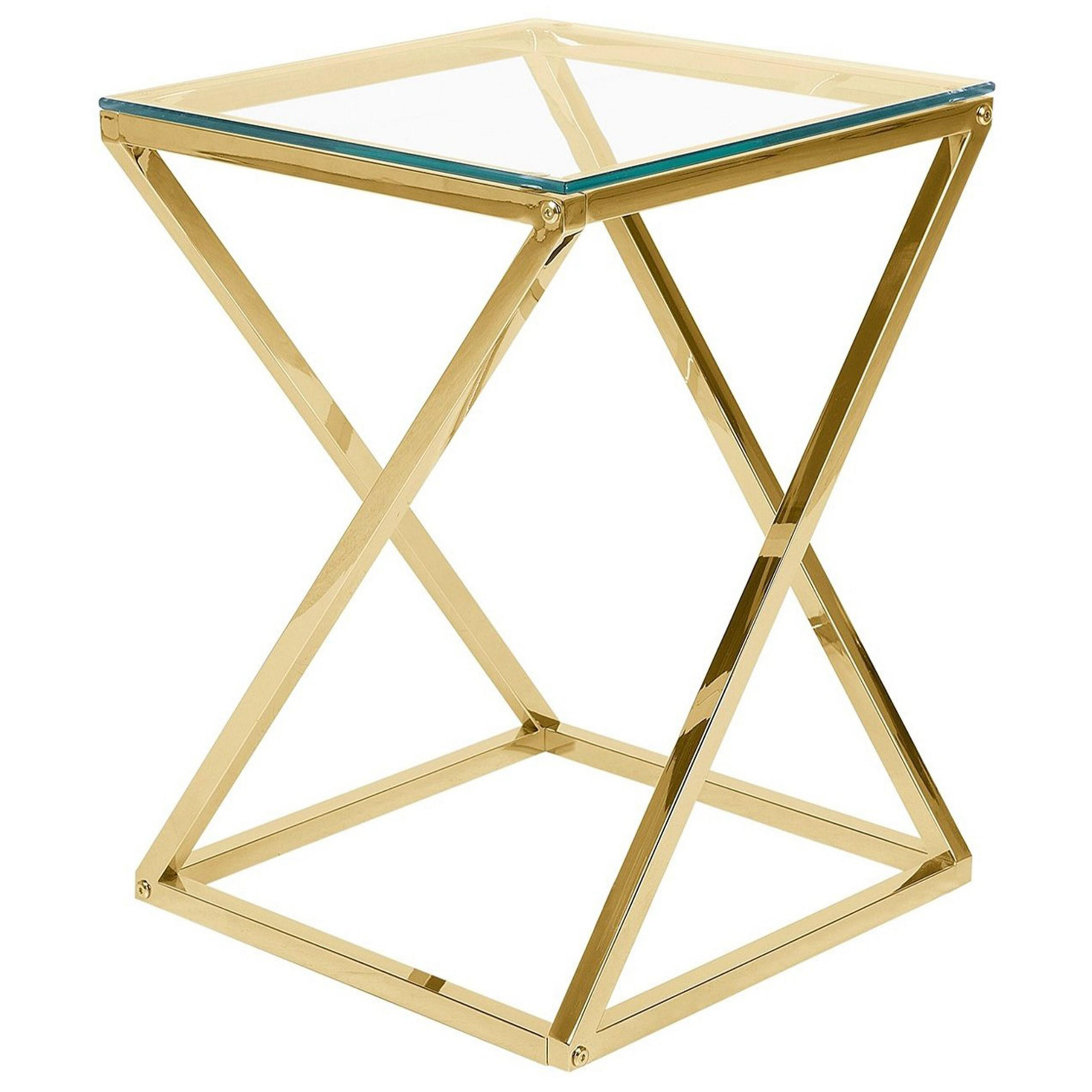BEISTELLTISCH Glas Gold quadratisch 40/40 cm Beverly - Transparent/Goldfarben, Glas (40/40/55cm) - Beliani