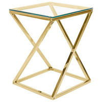 BEISTELLTISCH Glas Gold quadratisch 40/40 cm Beverly - Transparent/Goldfarben, Glas (40/40/55cm) - Beliani