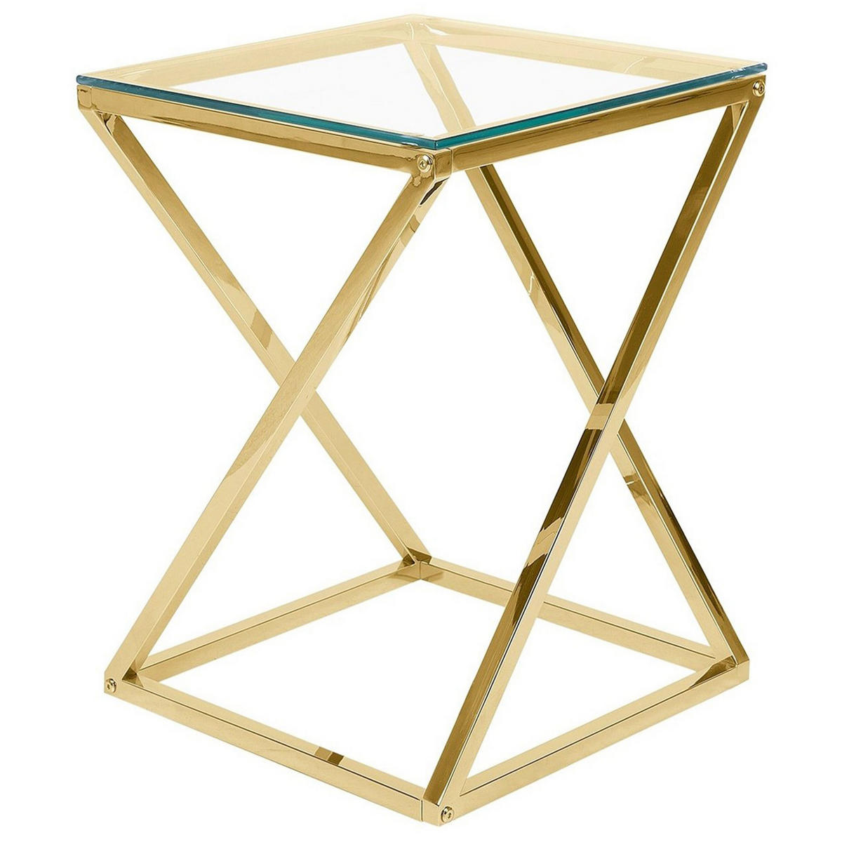 BEISTELLTISCH Glas Gold quadratisch 40/40 cm Beverly - Transparent/Goldfarben, Glas (40/40/55cm) - Beliani