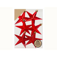 WEIHNACHTSORNAMENTE 6er-Set Ornamente Sterne rot Mix 9 cm - Rot, Kunststoff (9/9/1cm) - LAALU