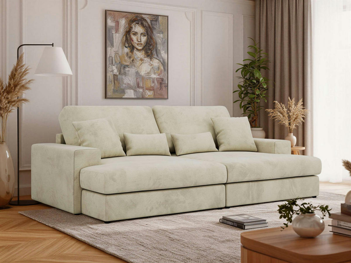 ŠTVORMIESTOVÁ POHOVKA ANERO - Béžová Samet - čierna/béžová, textil/plast (292/107/163cm) - MKS
