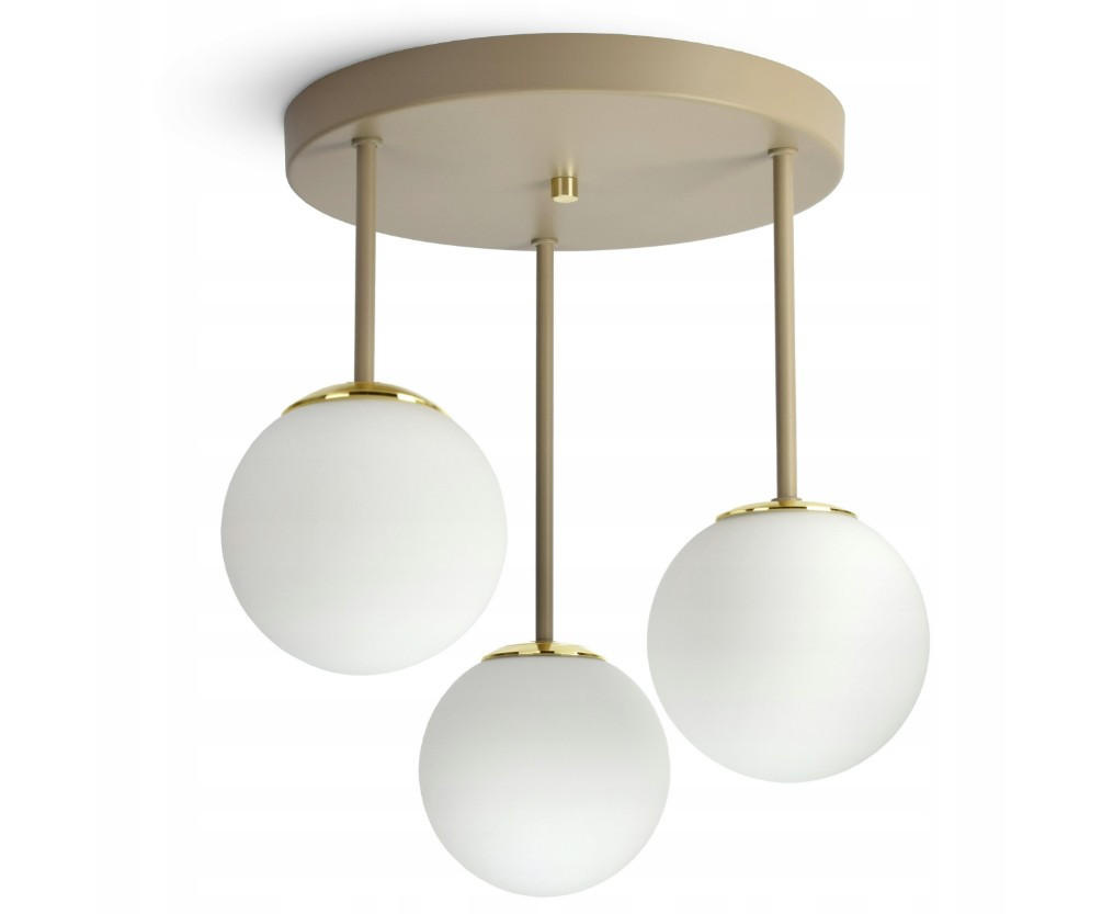 DECKENLEUCHTE ECRU II - Beige/Goldfarben, Glas/Metall (40/40/39cm) - kiki design