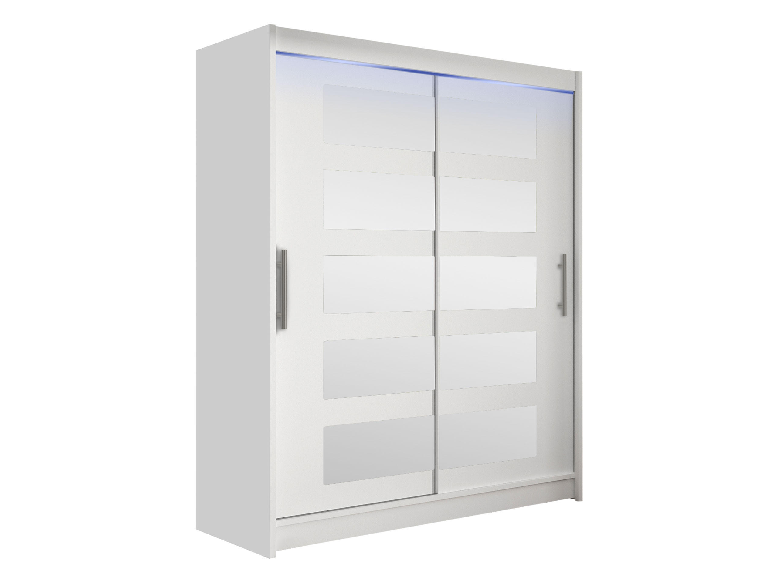 SCHWEBETÜRENSCHRANK Westa V, mit RGB LED Beleuchtung - Silberfarben/Weiß, Holzwerkstoff/Metall (150/200/58cm) - MIRJAN24