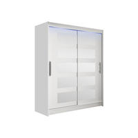 SCHWEBETÜRENSCHRANK Westa V, mit RGB LED Beleuchtung - Silberfarben/Weiß, Holzwerkstoff/Metall (150/200/58cm) - MIRJAN24