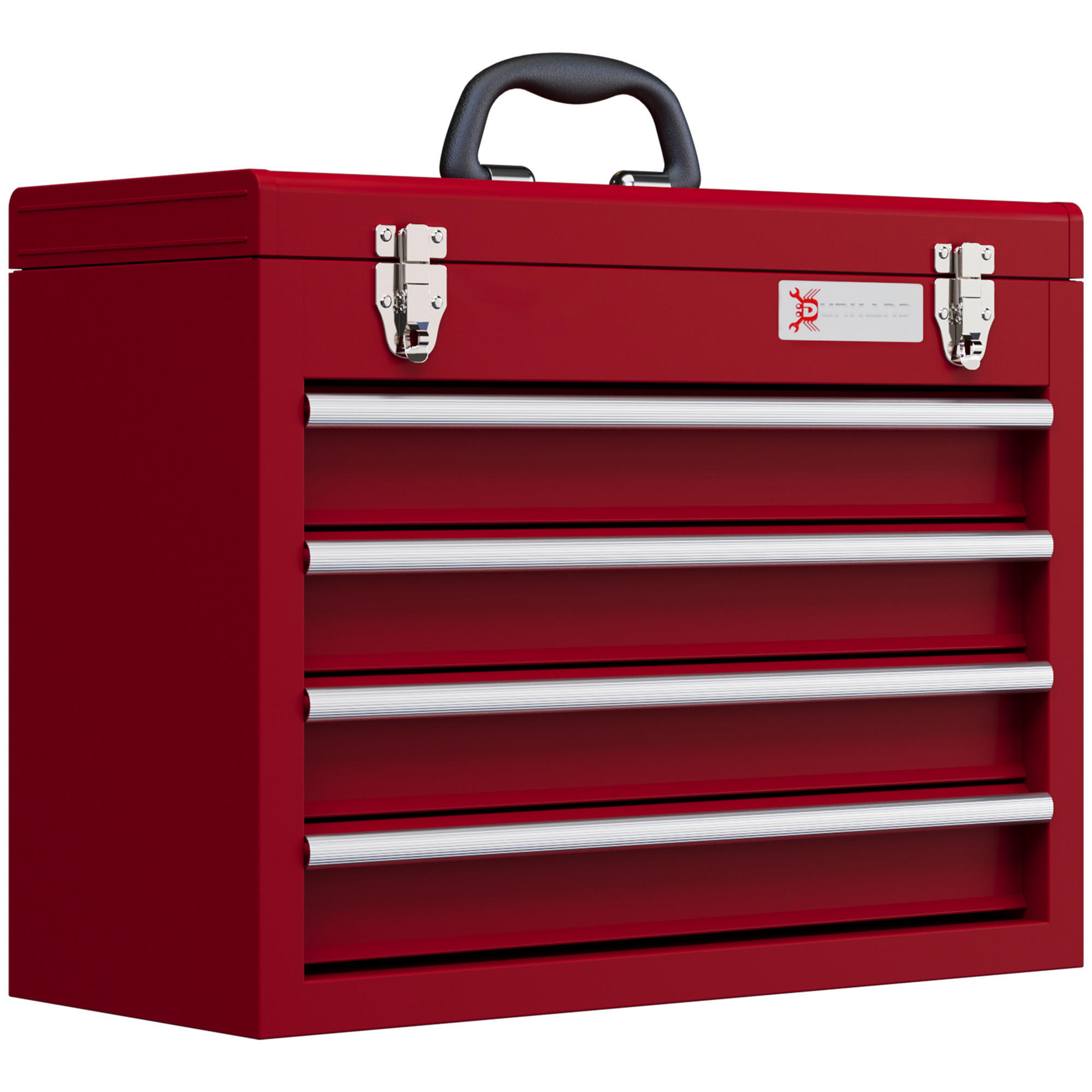 WERKZEUGKOFFER leer, 51 x 22 x 39,5 cm Werkzeugkasten mit 4 Schubladen Rot - Rot, Metall (22/39.5/51cm) - DURHAND
