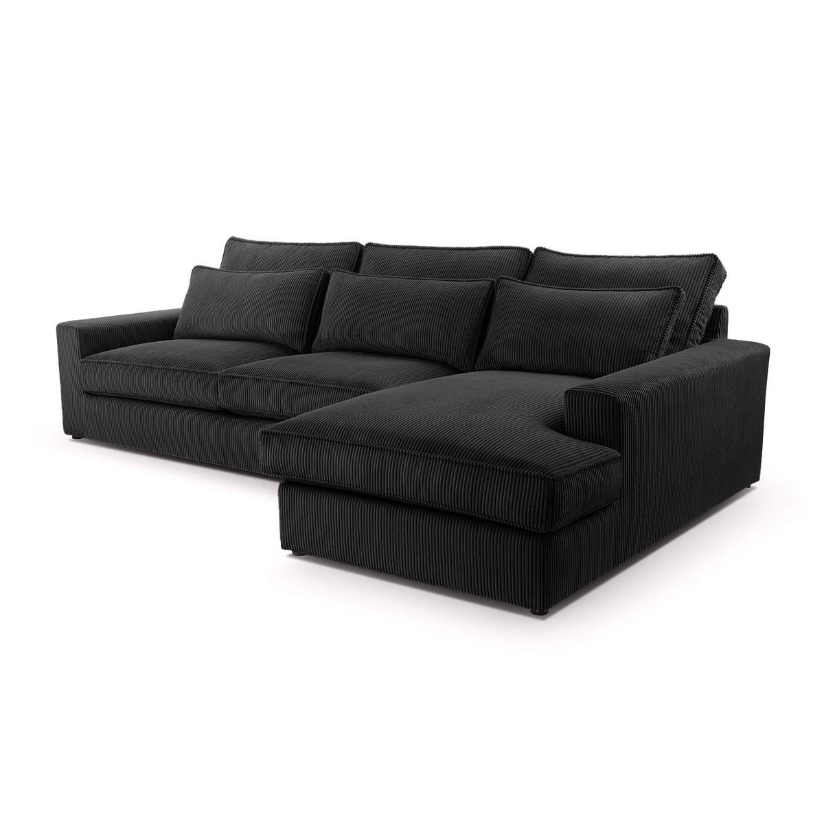 ECKSOFA 4 Sitzer Medan Mini, Schwarz - Schwarz, Textil (276/176cm) - Fedve