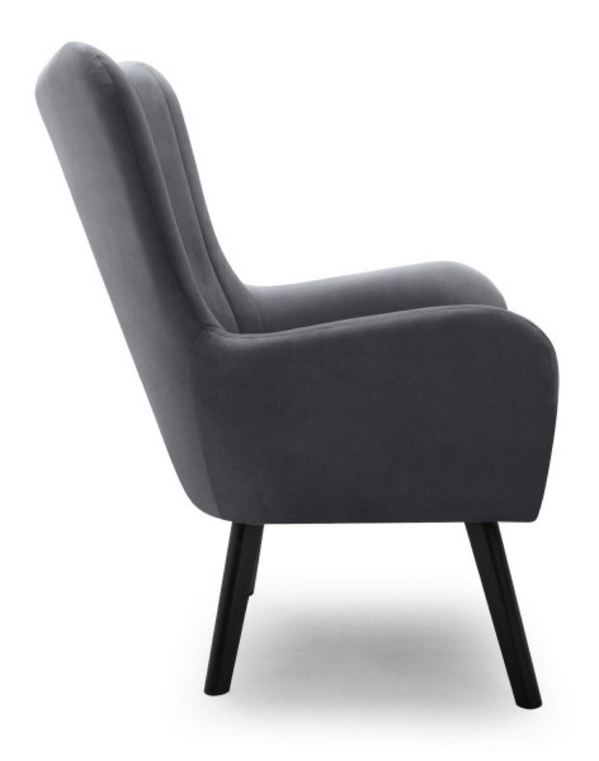 SESSEL Dunkelgrau TEDI Auf Holzbeinen Gepolstert Velluto - Grau, Textil (76/100/78cm) - Sepro Meble