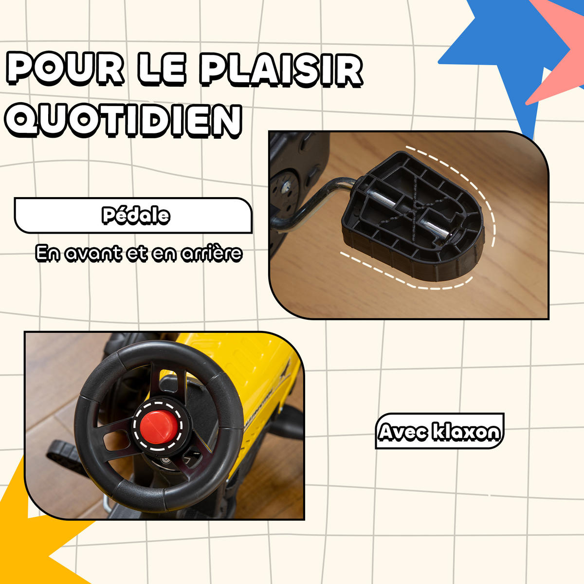 TRETTRAKTOR DE-13075 mit Anhänger Gelb - Gelb, Kunststoff (133/42/51cm) - ComfortXL