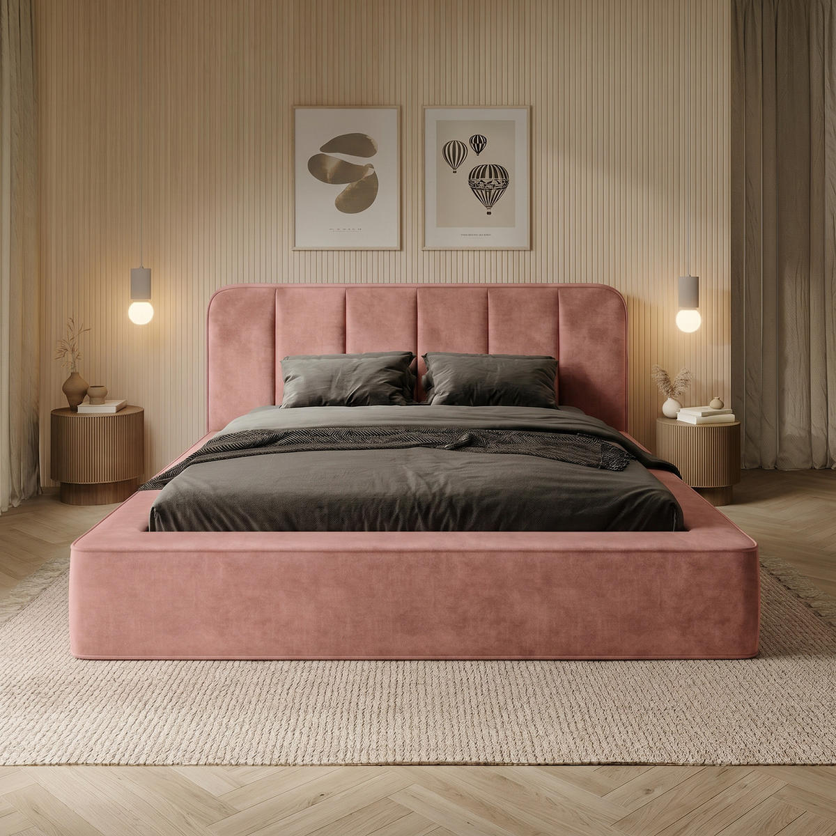 POLSTERBETT BEJO 160x200 cm, Hellrosa - Pink, Textil (200/160cm) - Fedve